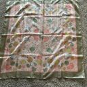 Vintage Bessi Style Silk Scarf Leaves Floral Pink Orange Silk Scarf Leaf Flower Photo 3