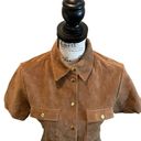 Moda  International VS Suede Leather Shirt Brown Small Snap Button Vintage Y2K Photo 1