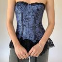 Frederick's of Hollywood Y2K Frederick’s of Hollywood bustier in purple with black lace ruffles size 34 Photo 0
