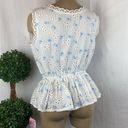 Chic Wish White & Blue Eyelit Embroidered Floral Sleeveless Blouse Top NEW L Size L Photo 2