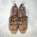 Anthropologie Latigo Leather Lace Up Open Toe Mini Wedge Sandal Bohemian Boho 7 Photo 2