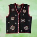 Woolrich Vintage  Black Red Wool Snowflake Sweater Vest Large Photo 1