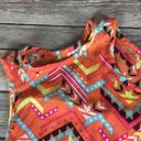 Full Tilt SHEER ORANGE & PINK AZTEC COLD SHOULDER TOP Photo 3