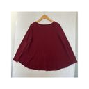 Umgee  Waffle Knit Thermal Henley Top Womens Size Medium Pullover Maroon Photo 3