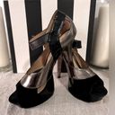 L.A.M.B. Gwen Stefani Platform Heels Blk/Gun Metal Strappy Shoes Sz 7 No Box Photo 2