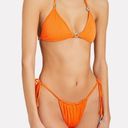 Frankie’s Bikinis FRANKIES BIKINIS Ivy Plissé Triangle Bikini Top In Orange Size L Photo 2