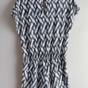 J.Crew  Linen Blend Short Sleeve Romper w/ pockets in Black White Ikat Print, XS Photo 10