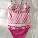 Jag Vintage Y2K Belted Retro Polka Dot Tankini Swim Set Pink Size M/L Size M Photo 1