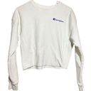 Champion  Reverse Weave Sweatshirt Crewneck Logo Spellout White Cropped XSmall Photo 0