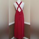 TFNC NEW Burgundy Pleated Deep V-Neck Cross Back Modcloth Maxi Dress Gown Medium Photo 7