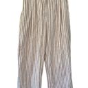 Abercrombie & Fitch Abercrombie Tailored Pleated High Rise Wide Leg Crop Stripe Trouser Tan White Photo 0