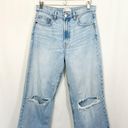 ZARA  High Rise Wide Leg Rip Knee Denim Jeans Photo 3