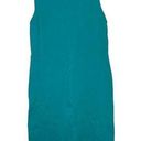 Talbots  Rib Round Neck Shift Midi Dress Women 10 Sleeveless Stretch Teal Green Photo 0