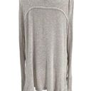 Free People  Relaxed Distressed Drapey Knit Thermal Blouse Top Oatmeal sz Medium Photo 4