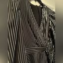 fab'rik NWT Fab’rik black with silver stripe wrap blouse 
Size S Puff long sleeve Photo 2