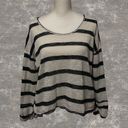 Treasure & Bond  | Lightweight Raw Hem Cream & Black Striped Pullover Sweater M Photo 1