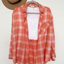 Abound Nordstrom Plaid button down shirt top SMALL long sleeve blouse orange white Photo 1