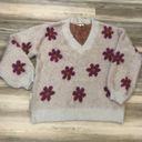 Listicle , oversized Large, NWOT, fuzzy warm sweater with daisies, pit to pit is 25, length is 26 Photo 0