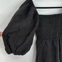 Tuckernuck  Womens Black Linen Annie Smocked Puff Sleeve Mini Dress Size XS Photo 5