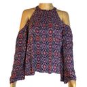 love on a hanger Macys  Cold Shoulder Bell Sleeve Top Multicolored Womens Medium Photo 1