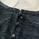 Oleg Cassini Vtg  Black Tie Silk Beaded Sheer Sleeve Formal Evening Dress Size 6 Photo 4