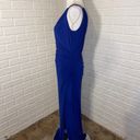 Ralph Lauren Lauren  Evening Beaded Faux Wrap Draped Evening Gown, Blue, Size 8 Photo 3