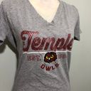 Rivalry Threads NWOT Temple University Owls V Neck Tee T Shirt Top Heather Gray  Photo 2