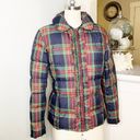 Talbots  Plaid Tartan Ruffled Down Winter Coat XS Red Blue Green Photo 3