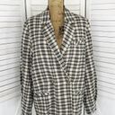 Free People  Luminary Plaid Flannel Oversized Blazer Neutral Tan Small Photo 1