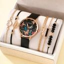 Women Fashion Casual Leather Belt Watches Ladies Starry Sky Butterfly Dial Quar Gold Photo 0