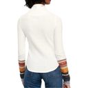 Free People  Women’s Size L White Mixed Up Cuff Thermal Turtleneck Sweater Top Photo 3