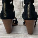 Nine West  Highland Lace Up Black Leather Block Heel Booties Size 10 M Photo 8