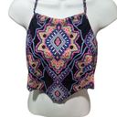 Raisin's  Swim Nepal Nights High Neck Macrame Back Tankini Top Black Size S Photo 0