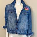 DL1961  Denim Jean Jacket Size L Blue Custom Patches Donut Ice Cream Applique Photo 0