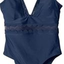 Cupshe  Bathing Suit Womens Size M One Piece Blue Molded Cups Ruffles Shoulde NWT Photo 3