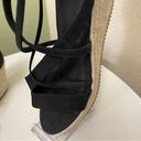 Eileen Fisher  Women’s Espadrille WedgeTumbled Nubuck Black Straps Sz 9 Jute Sole Photo 7