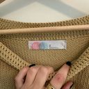 Free People  Beach Tan Knit Half Sleeves Crop Top Size Medium Photo 3