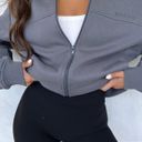 White Fox Boutique White Fox Grey Zip Up Sweatshirt Photo 0