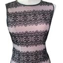 Jessica Simpson  Lace embroidered Sleeveless Striped Shift Dress Pink Black Sz 2 Photo 1
