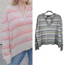 360 Cashmere  Medium Rosa V-Neck Boxy Semi-Cropped Purple Gray Striped Sweater M Photo 1