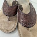 Roper Leather Embossed Western Thong Sandals Size 6 Photo 2