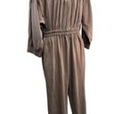 Listicle  Crepe Smocked Waist Quarter Sleeve Full Length Jumpsuit Jumper Brown Photo 7