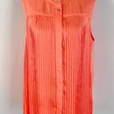 DKNY New  Pleated Front Satin Sleeveless Button Down Top Blouse Spark Size Medium Photo 4