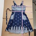 None Navy Blue Wrap Midi Dress Boho Print Fit And Flare A-line Pockets Summer Casual Photo 7