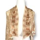 Oscar de la Renta Vintage  Scarf Sheer Silk Tonal Brown Abstract Art To Wear Photo 2