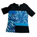 Christopher & Banks  black and blue print top womens medium new with tags Photo 0