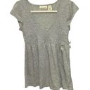 DKNY  Jeans Womens Sz XS Gray Shirt Short Sleeve Top Baby Doll V-neck Smocked NWT Photo 0