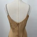 Jessica McClintock Vintage 90s  Satin Mini Dress Flower Beaded Straps Champagne 6 Photo 12