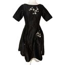 Eshakti eSkahti | Quincy Dupioni Black Floral Lined Midi Length Dress Size Small Photo 2