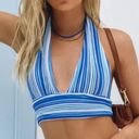 Beginning Boutique Beach Knit Halter Blue Multi Photo 5